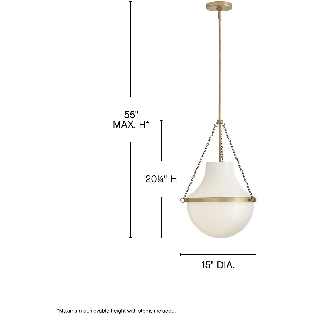 Collins 1 Light 15 inch Heritage Brass Pendant Ceiling Light