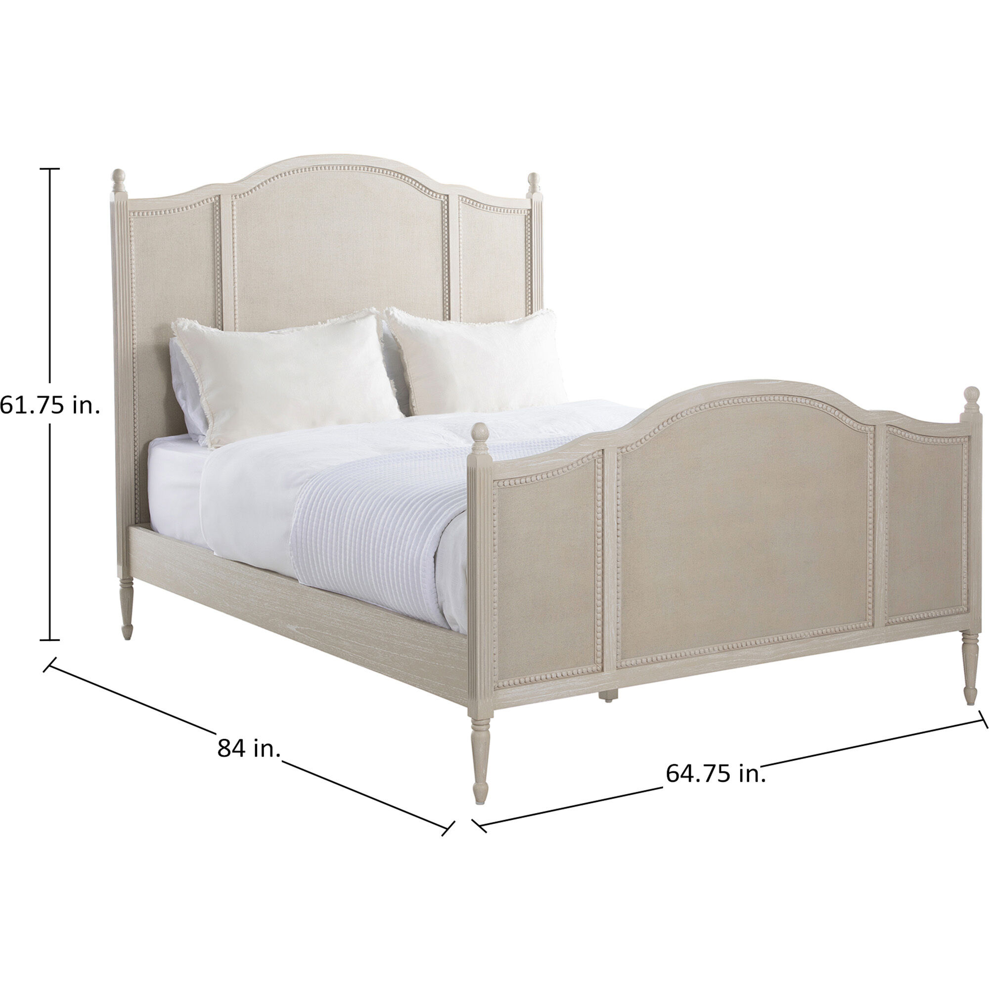 Caroline Cerused White Queen Bed