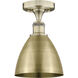 Metal Bristol 1 Light 7.5 inch Antique Brass Semi-Flush Mount Ceiling Light
