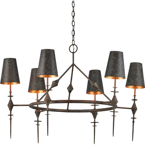Anselm 6 Light 39.5 inch Verde Bronze/Contemporary Gold Chandelier Ceiling Light