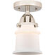Nouveau 2 Small Canton LED 5.25 inch Polished Nickel Semi-Flush Mount Ceiling Light in Matte White Glass
