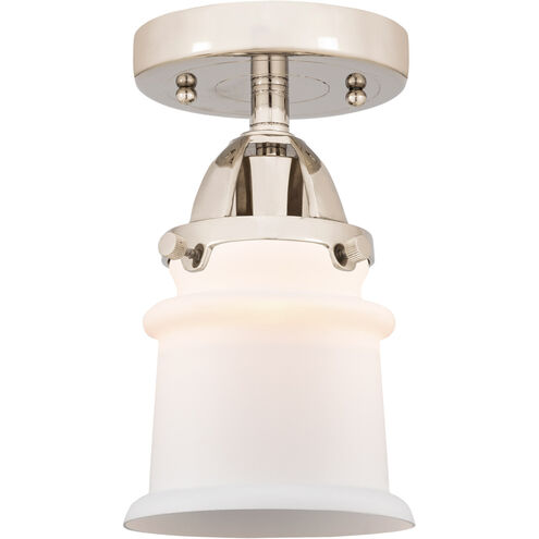 Nouveau 2 Small Canton LED 5.25 inch Polished Nickel Semi-Flush Mount Ceiling Light in Matte White Glass