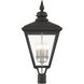 Adams 4 Light 31.5 inch Black with Brushed Nickel Finish Cluster Outdoor Extra Large Post Top Lantern