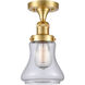 Franklin Restoration Bellmont LED 6.25 inch Satin Gold Semi-Flush Mount Ceiling Light in Clear Glass, Franklin Restoration