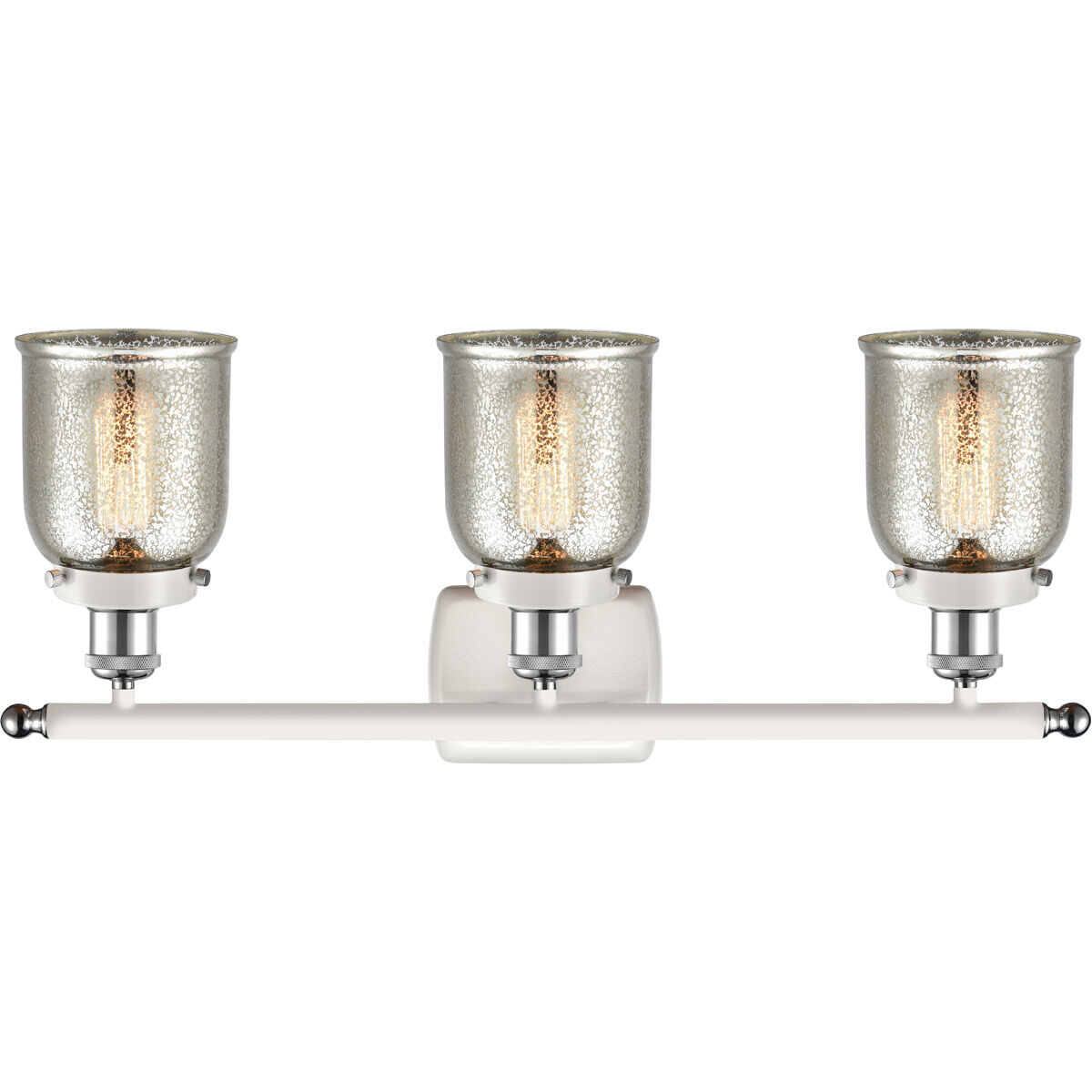 Ballston Bell 3 Light 26 inch White and Polished Chrome Bath Vanity Light Wall Light
