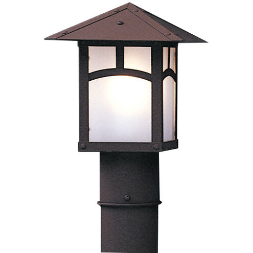 Evergreen 1 Light 7.75 inch Satin Black Post Mount in Clear Seedy, Sycamore Filigree