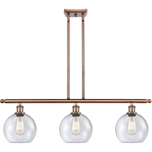 Ballston Athens LED 36 inch Antique Copper Island Light Ceiling Light in Seedy Glass, Ballston