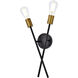 Armin 2 Light 4 inch Black and Brass Wall Sconce Wall Light
