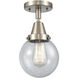 Franklin Restoration Beacon LED 6 inch Brushed Satin Nickel Flush Mount Ceiling Light in Seedy Glass