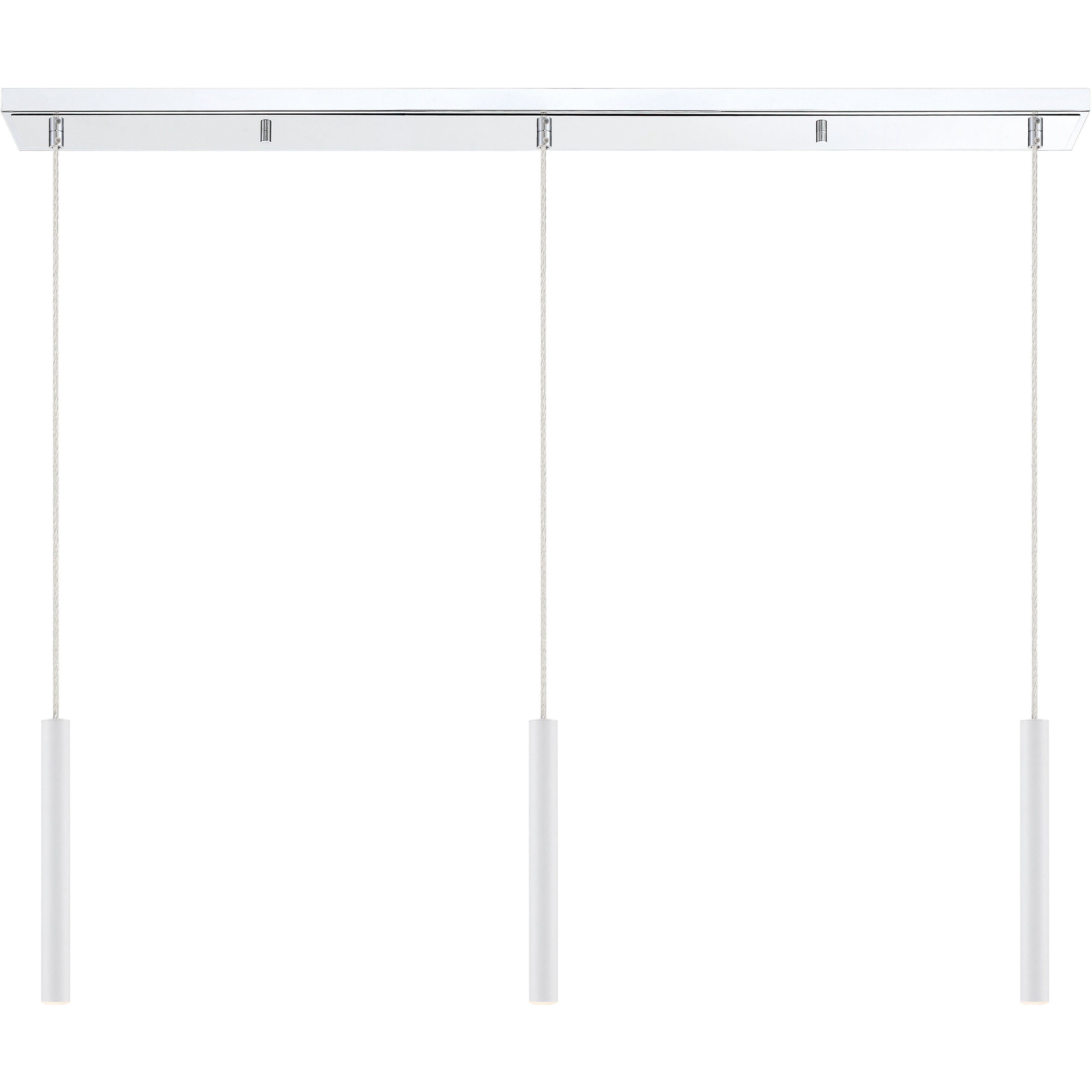 Forest LED 46 inch Chrome Linear Chandelier Ceiling Light in 3, 17, Matte White Steel