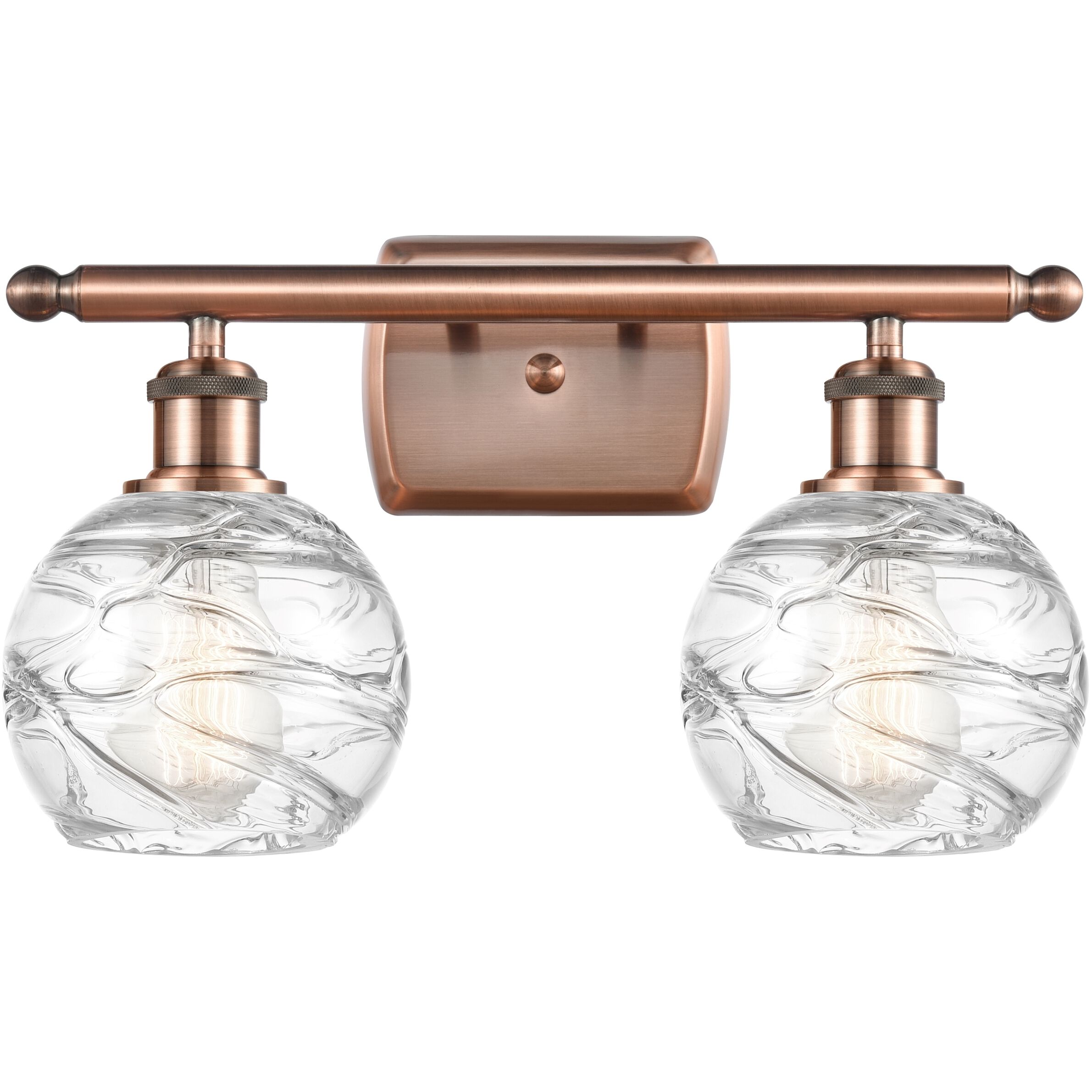 Ballston Small Deco Swirl 2 Light 16 inch Antique Copper Bath Vanity Light Wall Light, Ballston