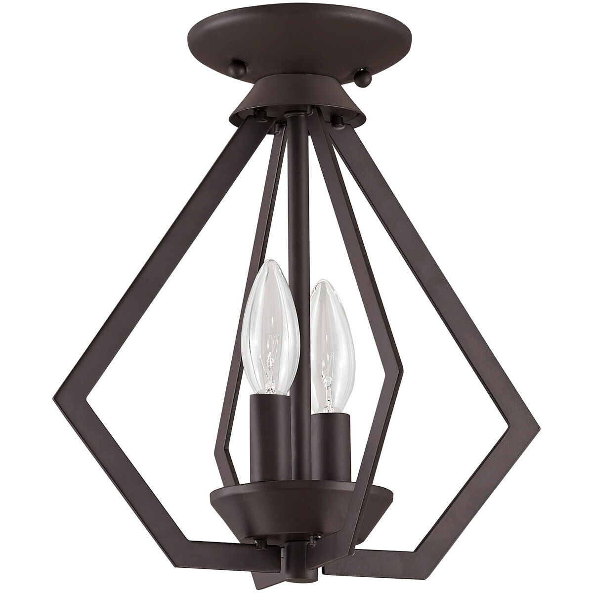 Prism 2 Light 11.25 inch Bronze Convertible Mini Chandelier/Ceiling Mount Ceiling Light
