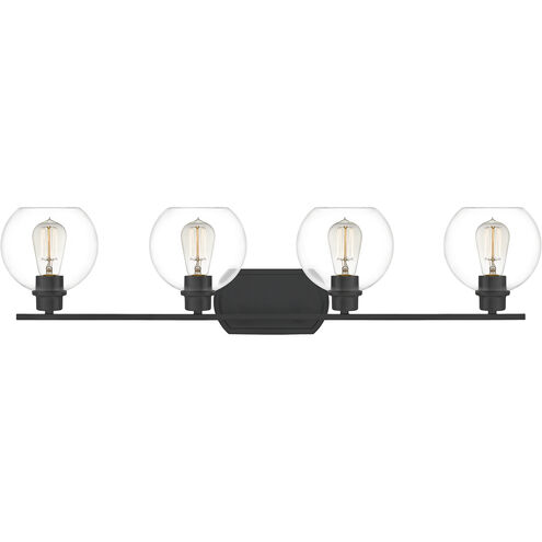 Pruitt 4 Light 36 inch Matte Black Bath Light Wall Light in Clear Glass