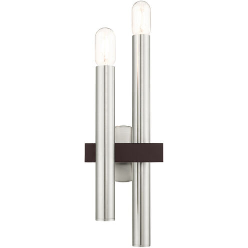 Helsinki 2 Light 7 inch Brushed Nickel with Bronze Accents Sconce Wall Light