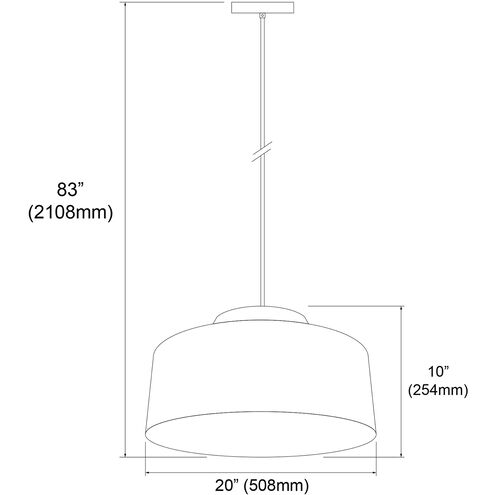 Kup 1 Light 19.75 inch White Pendant Ceiling Light