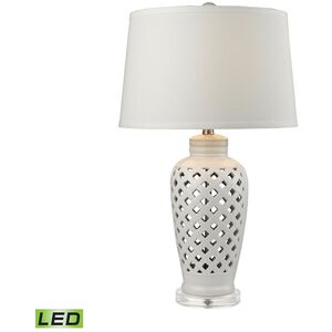 Openwork 27 inch 9.50 watt White with Clear Table Lamp Portable Light in LED, 3-Way
