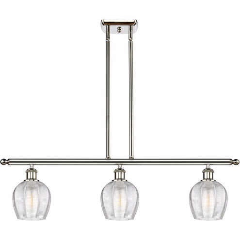 Ballston Norfolk 3 Light 36 inch Polished Nickel Island Light Ceiling Light in Clear Glass