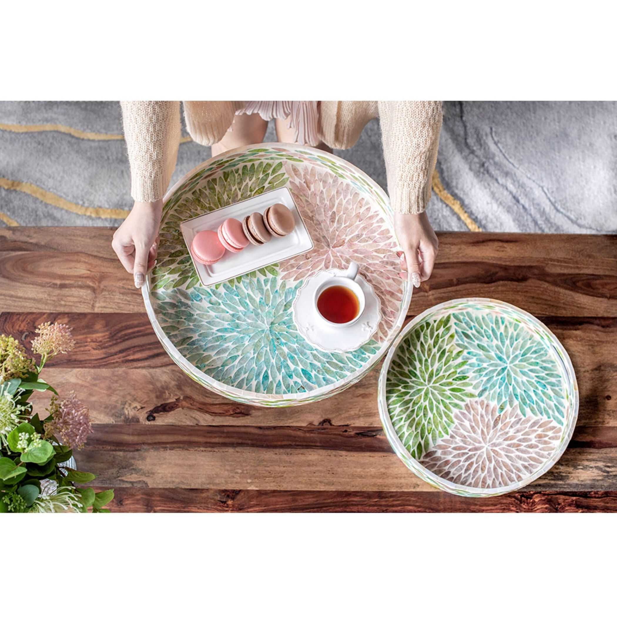 Anita Multi Color Tray, Round