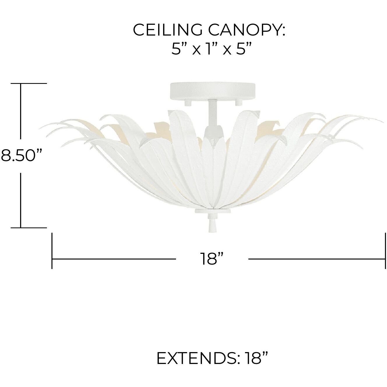 Eden 3 Light 18 inch Textured White Semi-Flush Mount Ceiling Light
