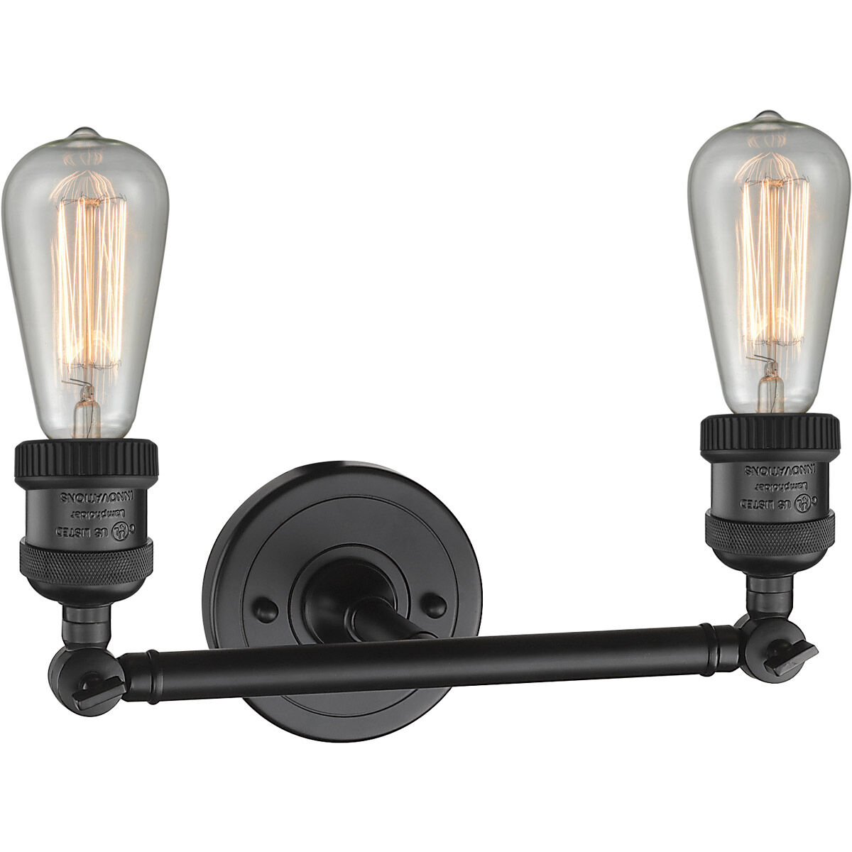 Franklin Restoration Bare Bulb 2 Light 11 inch Matte Black Bath Vanity Light Wall Light, Franklin Restoration