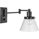 Hinton 12 inch 60.00 watt Matte Black Swing Arm Wall Light 