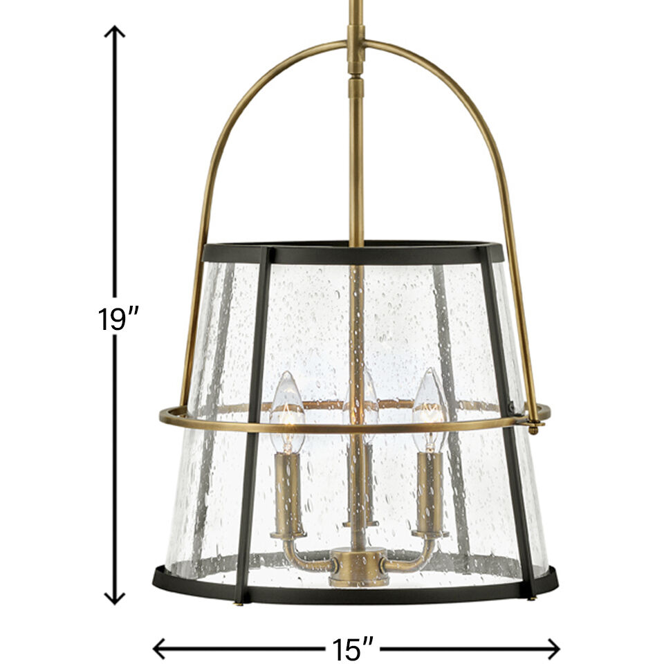 Tournon 3 Light 15 inch Heritage Brass with Black Indoor Pendant Ceiling Light