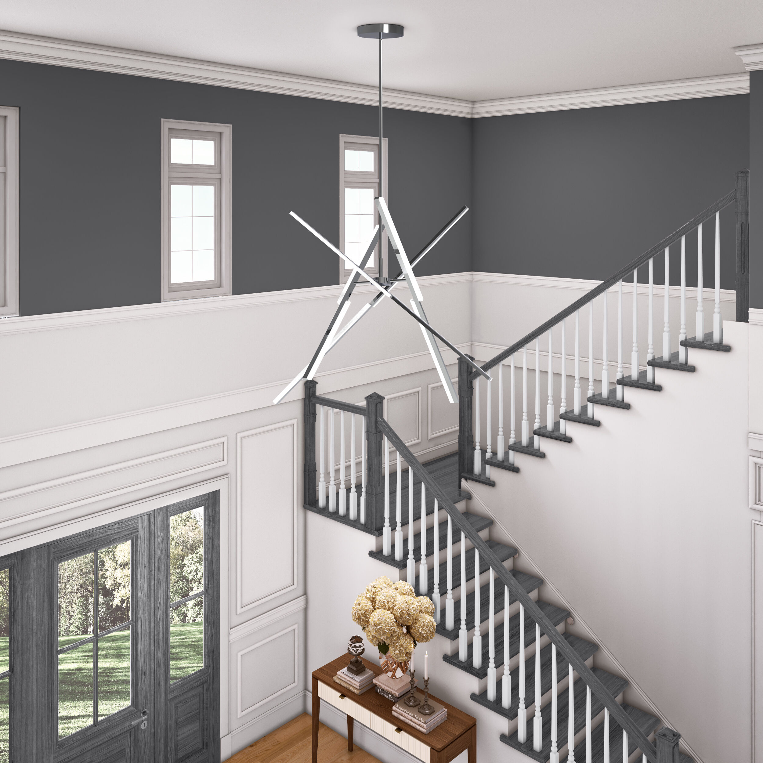 Stix LED 50 inch Chrome Chandelier Ceiling Light