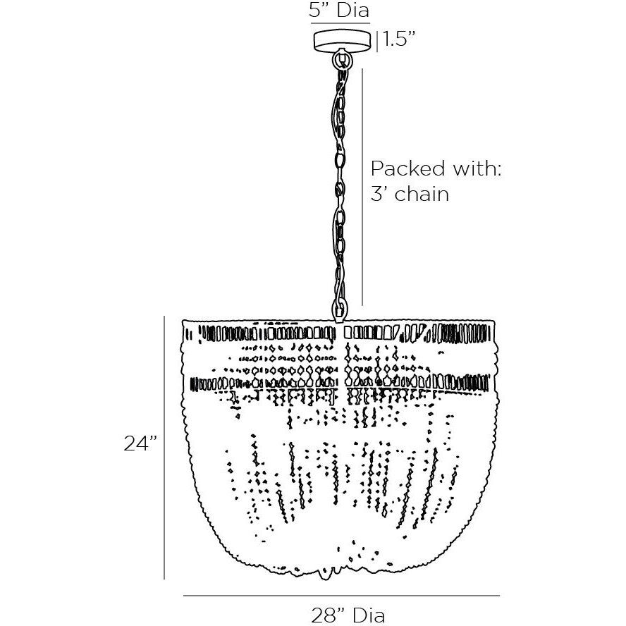 Nina 6 Light 28 inch Natural and White Chandelier Ceiling Light