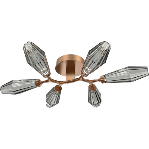 Aalto LED 34.9 inch Novel Brass Flush Mount Ceiling Light in Optic Rib Smoke, 2700K LED