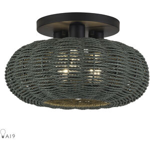 Deluna 3 Light 14 inch Black Semi Flush Mount Ceiling Light, Large