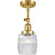 Franklin Restoration Colton 1 Light 6 inch Satin Gold Semi-Flush Mount Ceiling Light, Franklin Restoration