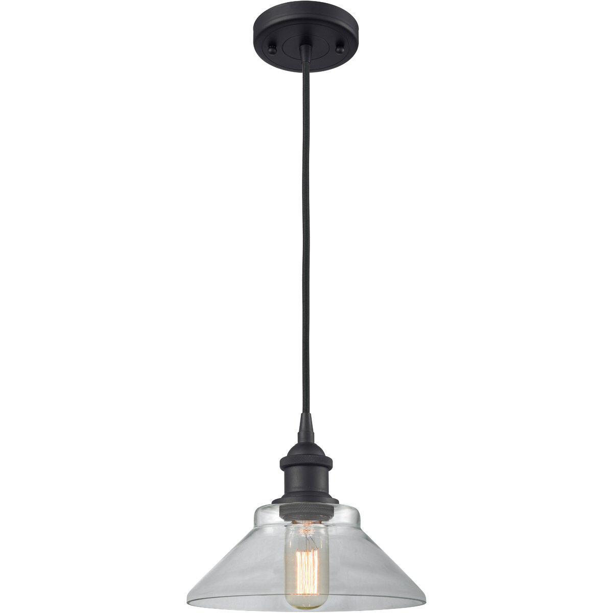 Ballston Orwell 1 Light 8 inch Matte Black Mini Pendant Ceiling Light in Clear Glass, Ballston