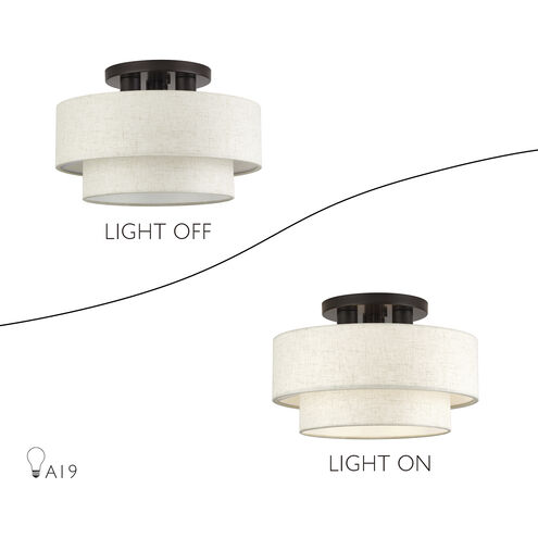 Manorwood 3 Light 15 inch English Bronze Semi Flush Mount Ceiling Light, Large