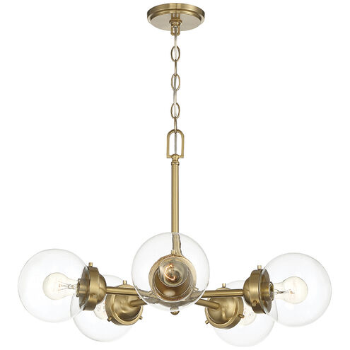 Knoll 5 Light 26 inch Brushed Gold Chandelier Ceiling Light