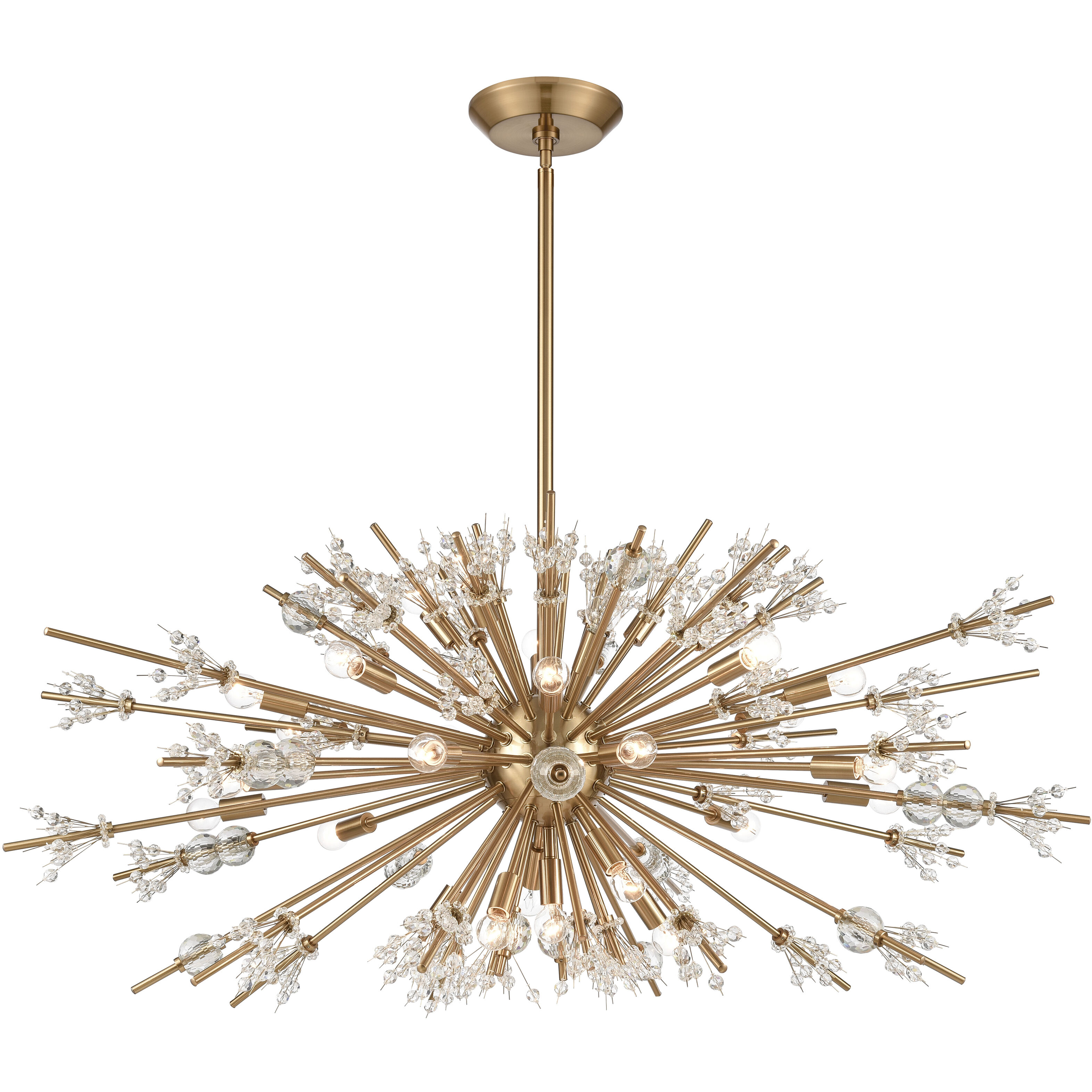 Starburst 29 Light 48 inch Satin Brass Chandelier Ceiling Light