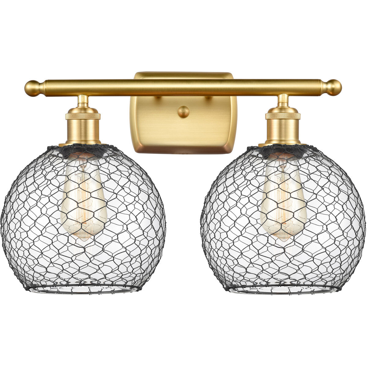 Ballston Farmhouse Chicken Wire LED 16 inch Satin Gold Bath Vanity Light Wall Light, Ballston