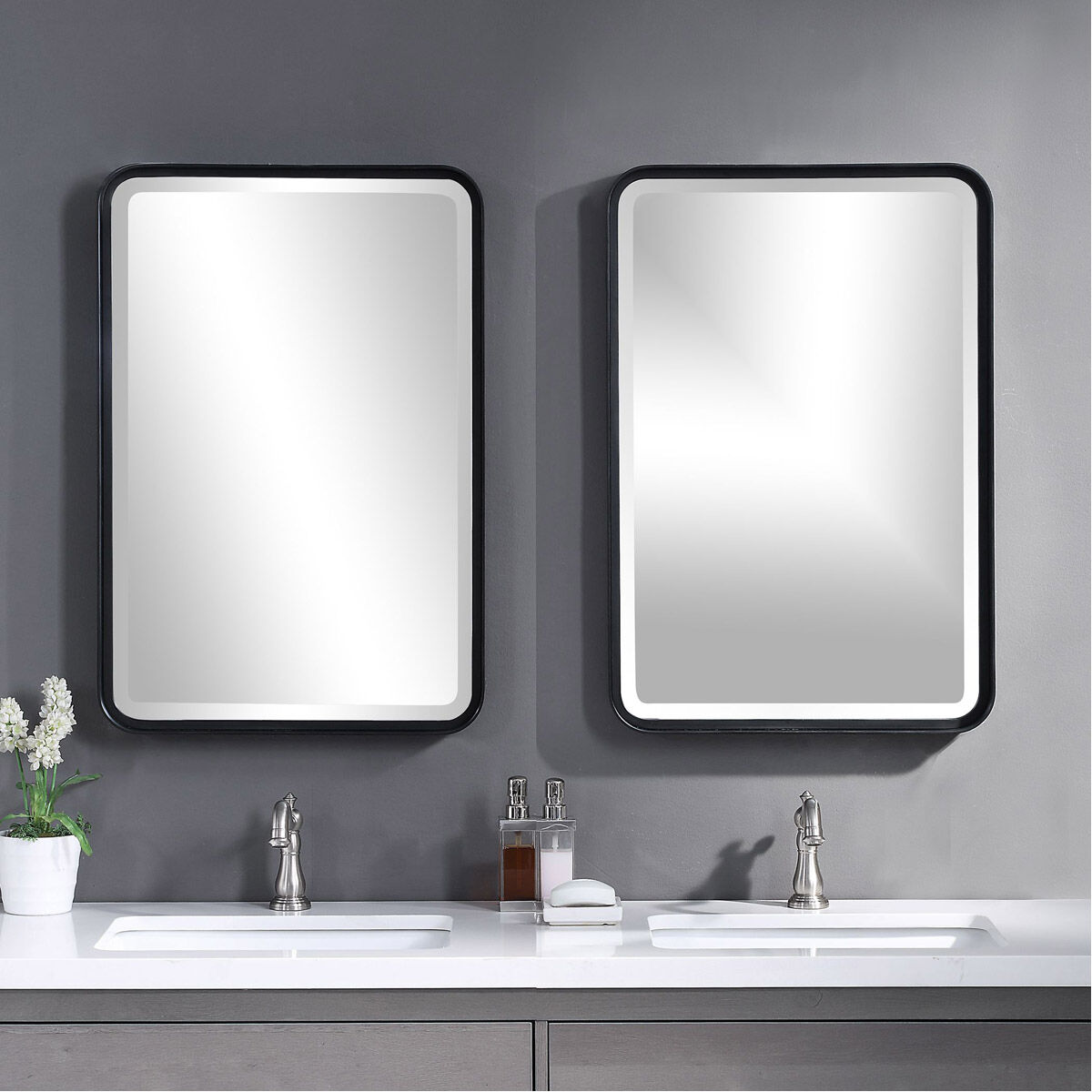 Croften 30.25 X 20.25 inch Black Vanity Mirror