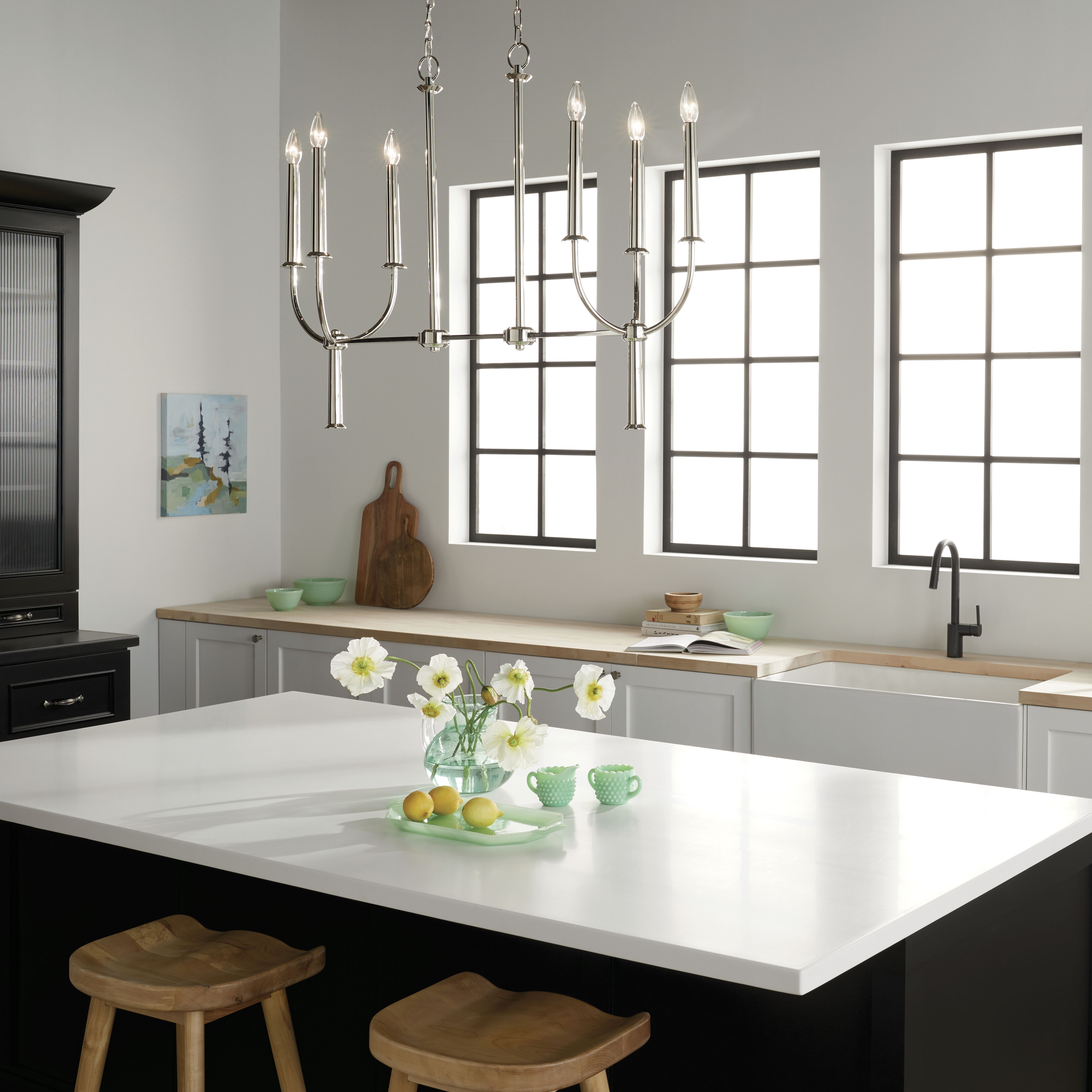 Florence 6 Light 10 inch Polished Nickel Chandelier Linear Ceiling Light