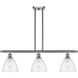 Ballston Ballston Dome 3 Light 36 inch Brushed Satin Nickel Island Light Ceiling Light in Seedy Glass
