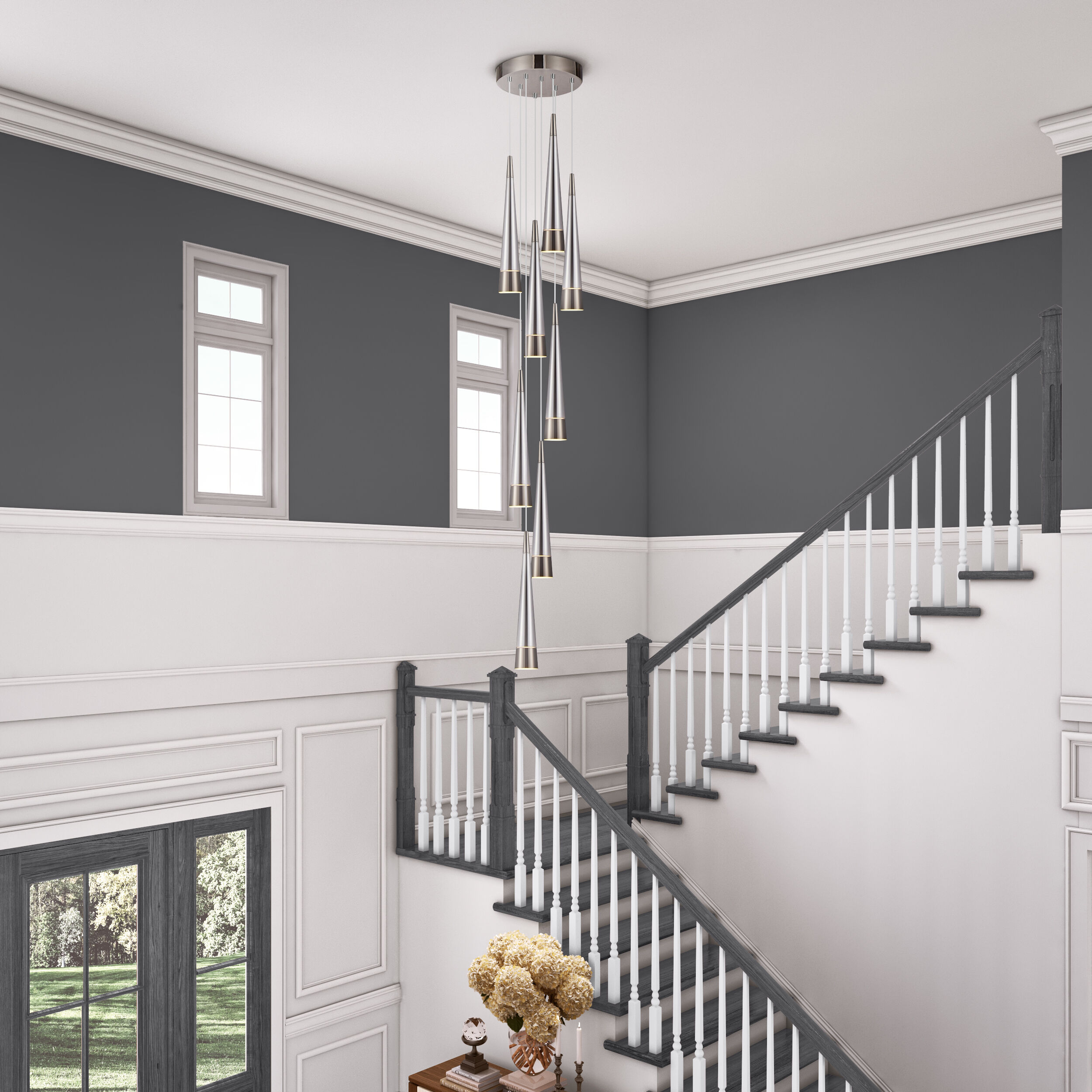 Sunnyvale LED 15.5 inch Pearl Black and Smoke Down Pendant Ceiling Light