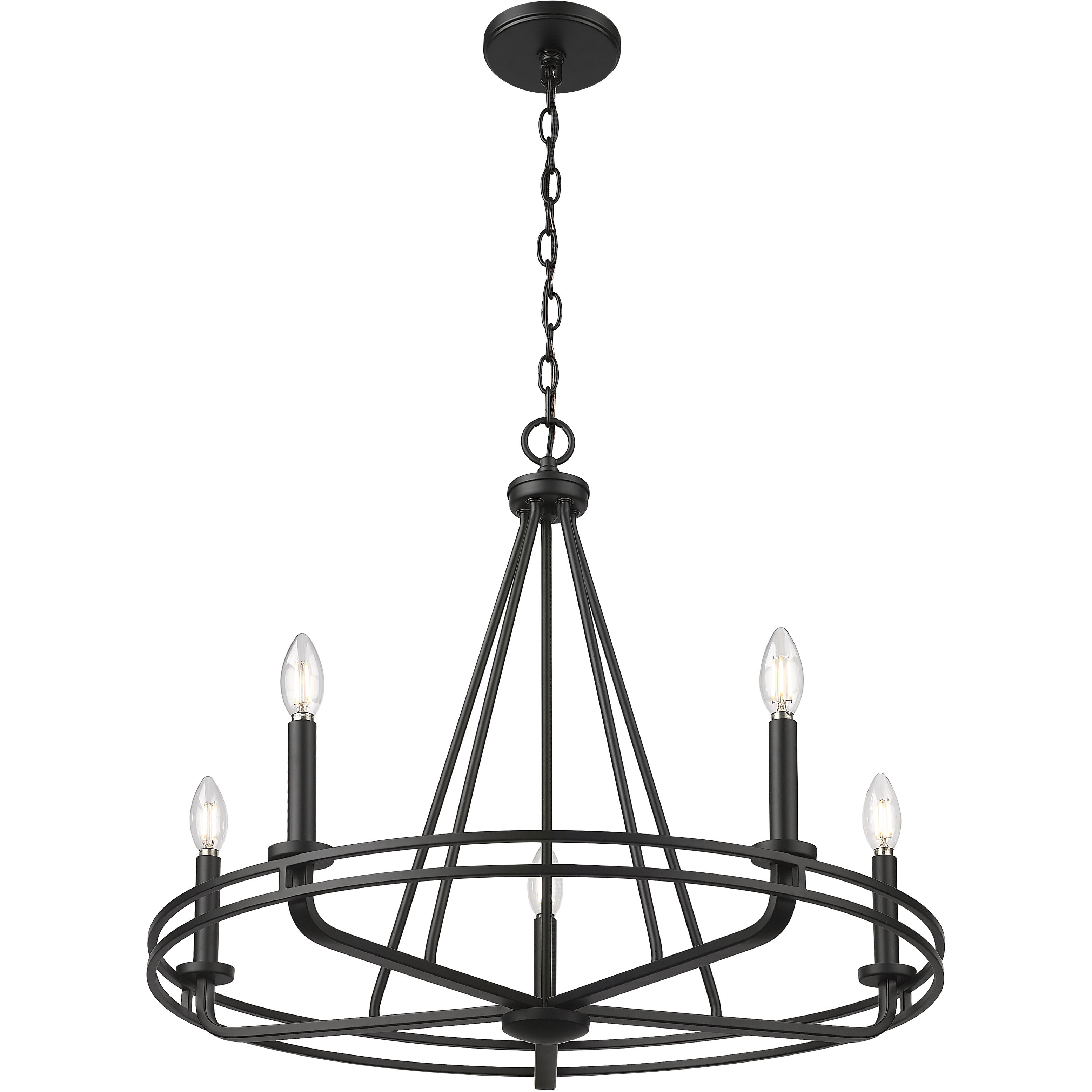 Jody 5 Light 26.5 inch Matte Black Chandelier Ceiling Light