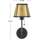Clarke 1 Light 7.25 inch Black with Lacquered Dark Brass accents Sconce Wall Light