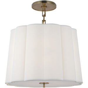 Barbara Barry Simple Scallop 5 Light 25 inch Soft Brass Hanging Shade Ceiling Light in Linen, Large