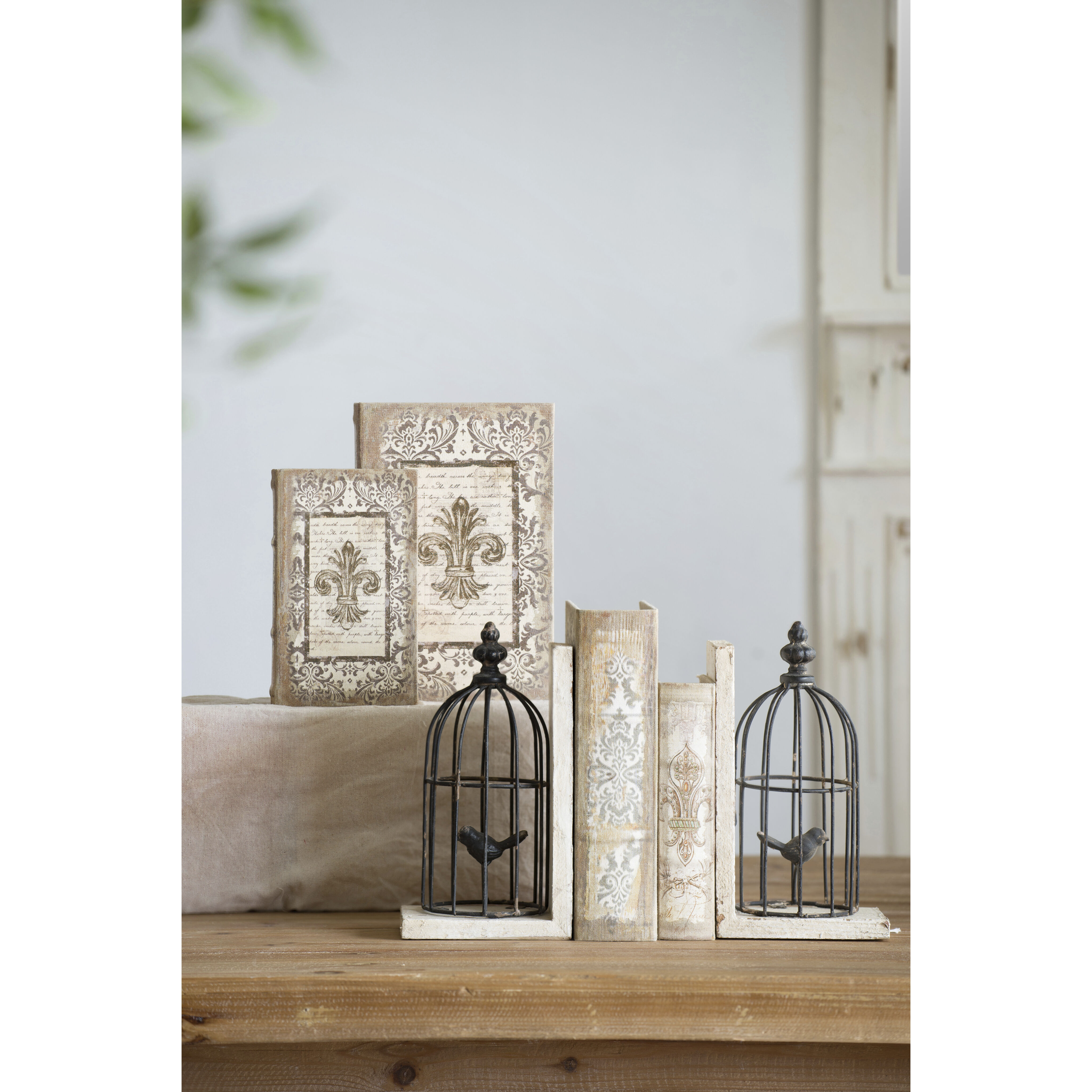 Anita 7 X 3.2 inch White Book Box, Set of 4