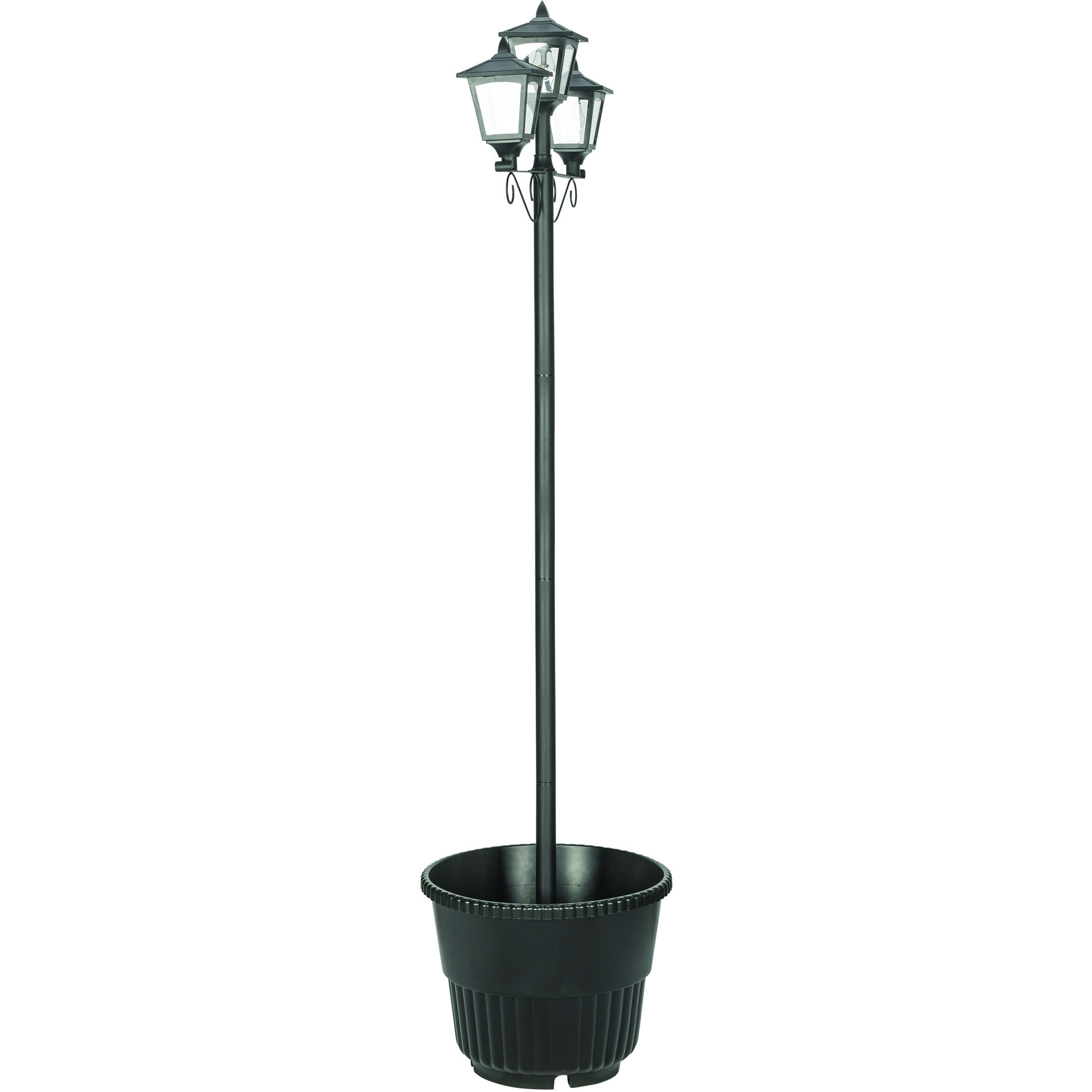 Triple Head 3 Light 78.5 inch Black Post Light, Solar