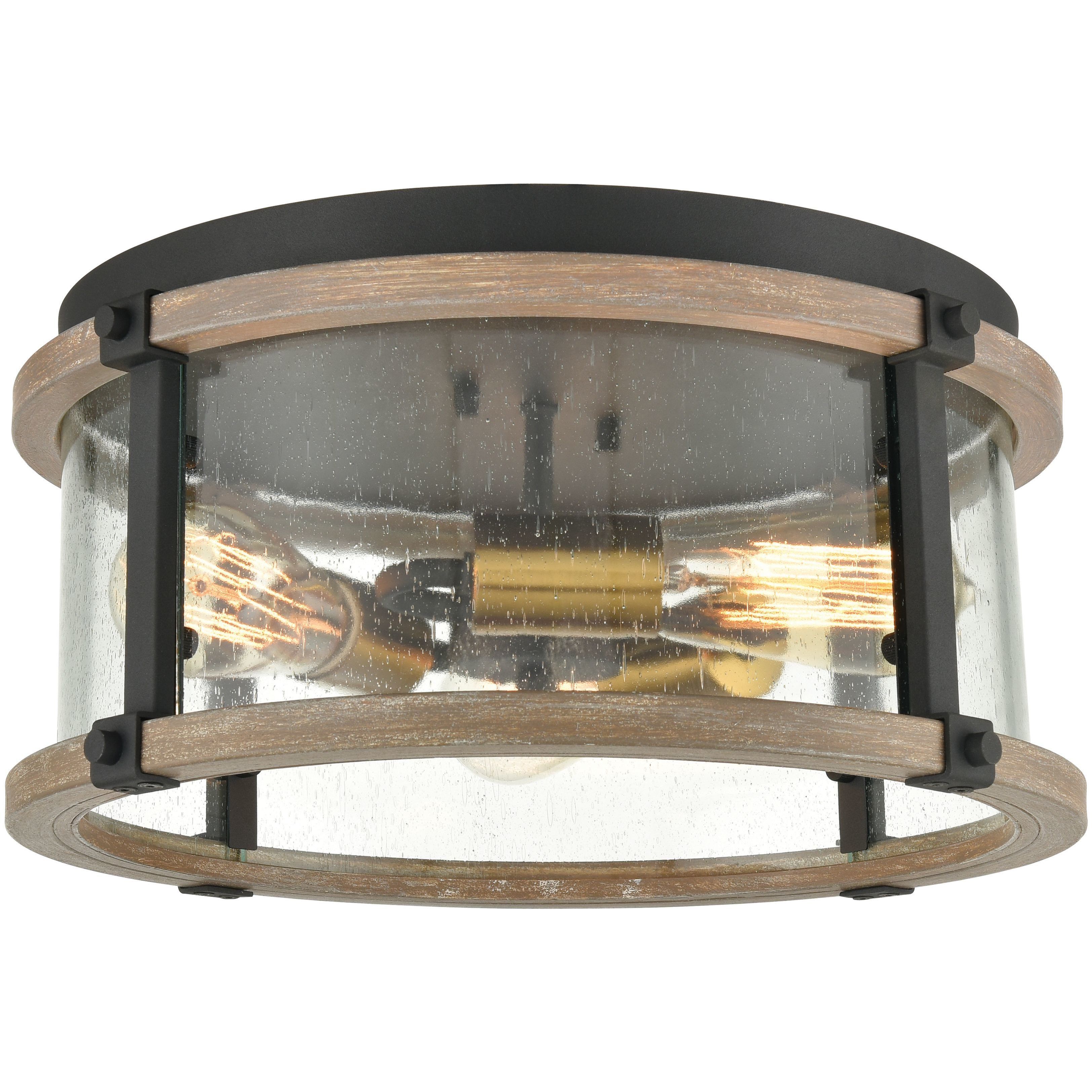 Geringer 3 Light 15 inch Charcoal Flush Mount Ceiling Light