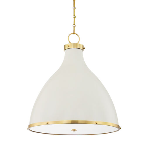 Painted No. 3 3 Light 22.5 inch Aged Brass/Off White Pendant Ceiling Light, Large