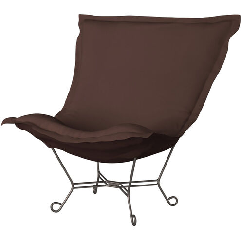 Puff Titanium Frame with Sterling Chocolate Scroll Chair with Cover