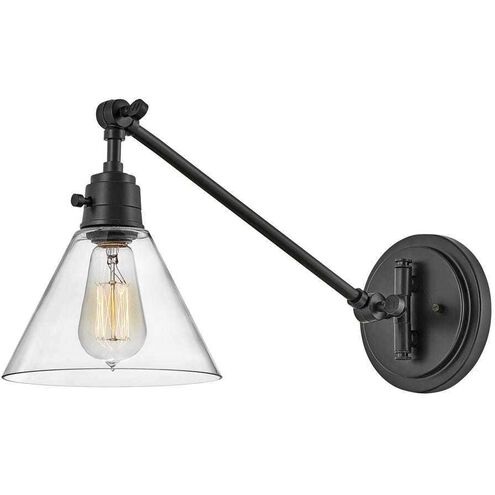 Arti 1 Light 7.75 inch Black Indoor Wall Sconce Wall Light in Black / Clear