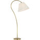 Amber Lewis Dume 63 inch 15 watt Hand-Rubbed Antique Brass Arched Floor Lamp Portable Light in Silk Pleated, Large